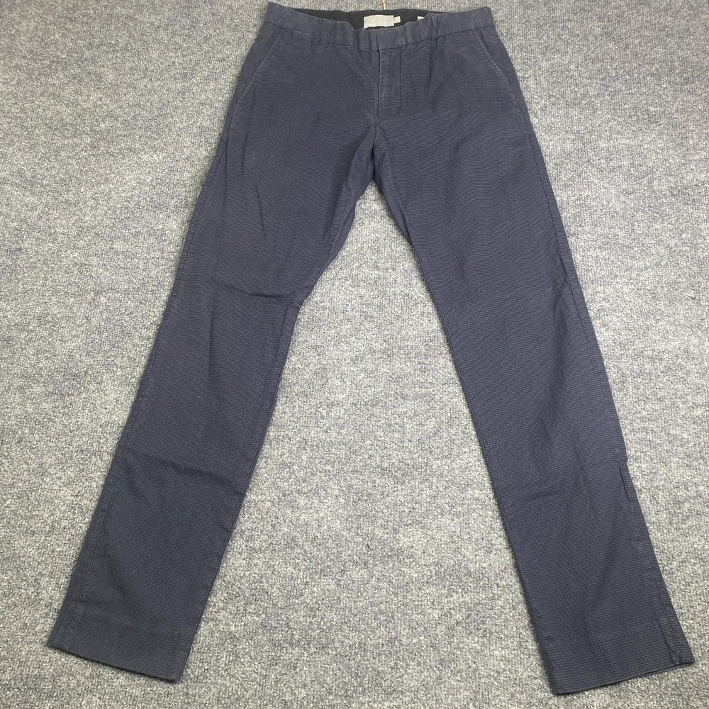 Vince Pants Mens 31 Navy Micro Houndstooth Stretch Chinos Style M5427-2540